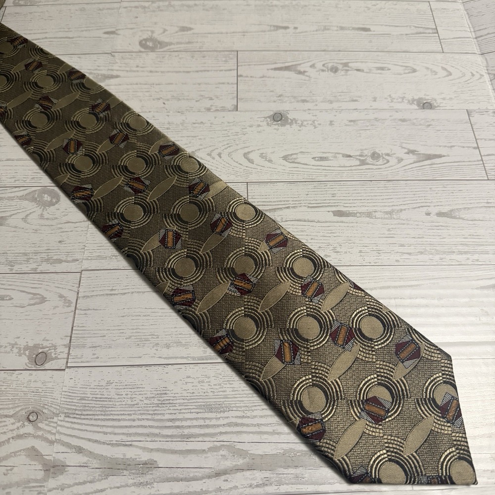 Robert Talbott Best Of Class Tie Bronze Geometric Abstract Necktie 4" X 58" Silk